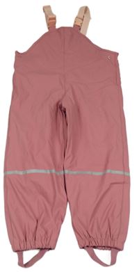 Růžové nepromokavé laclové podšité kalhoty s proužky Lupilu