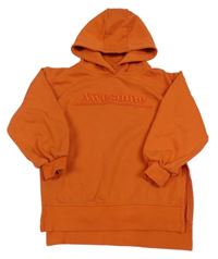 Oranžová mikina s nápisem a kapucí Next