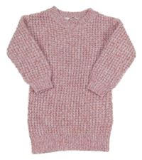 Světlerůžovo-oranžové pletené vlněné šaty M&S