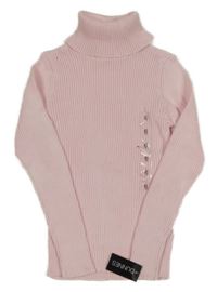 Nové - Světlerůžový žebrovaný svetr s rolákem Dunnes