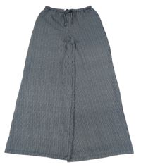 Tmavomodro-bílé pruhované wide leg kalhoty Primark