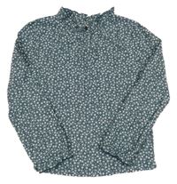 Tmavozelené triko s kytičkami a volánky Okaidi