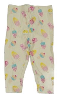 Smetanové žebrované legíny se zmrzlinami Ergee