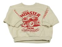 Smetanová oversize mikina s monster truck Next