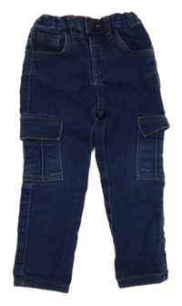 Tmavomodré teplákové cargo rifle s kapsami So Cute 