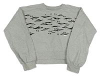 Šedá melírovaná crop mikina s potiskem a flitry V by Very