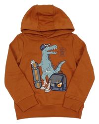 Rezavá mikina s dinosaurem a kapucí C&A