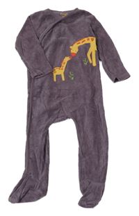 Fialový froté overal se žirafami Frugi