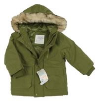Nové - Khaki šusťáková zimní bunda s kapucí Primark