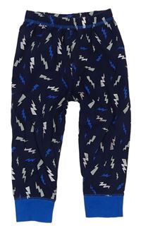 Tmavomodro-safírové pyžamové kalhoty s blesky Tu