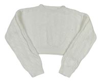 Bílý vzorovaný crop svetr H&M