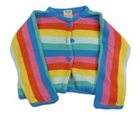 Barevný pruhovaný propínací oversize crop svetr frugi
