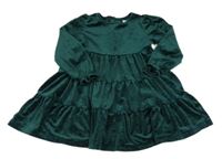 Smaragdové puntíkaté plyšové šaty TAHARI