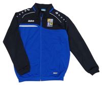 Safírovo-tmavomodrá funkční fotbalová propínací mikina s erbem JAKO