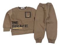 2Set - Hnědá teplá mikina s nápisy + tepláky zn. CMK