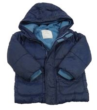 Tmavomodrá prošívaná šusťáková zimní bunda s kapucí Kiki&Koko