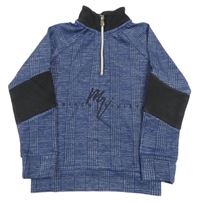 Tmavomodro-šedo-černá kostkovaná melírovaná mikina s nápisem RIVER ISLAND