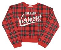 Červeno-kostkovaná crop mikina s nápisy H&M