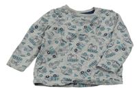 Šedá melírovaná mikina se stavebními stroji POCOPIANO