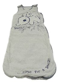 Světlešedo-šedo-tmavomodrý pruhovaný melírovaný zateplený spací pytel s koalami George