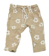 Světlehnědé turecké tepláky s květy KIABI