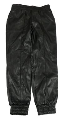 Černé cuff koženkové kalhoty PRIMARK