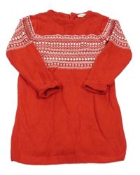 Červeno-bílé pletené šaty se vzorem Next