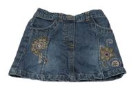 Modrá riflová sukně s kytičkami C&A