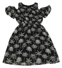 Černé šaty s bílými palmami a volnými rameny Page one young