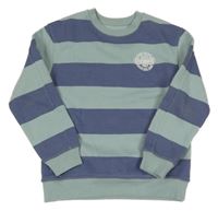 Světlemodrošedo-tmavomodrá pruhovaná mikina s nápisy St. Bernard