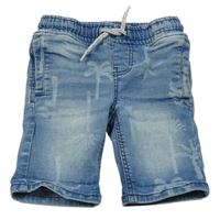 Modré teplákové riflové kraťasy s palmami dopodopo