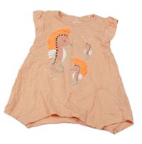 Meruňková melírovaná tunika s mořskými koníky s flitry a volánky Topomini