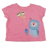 Růžové tričko se lvíčkem a motýlkem a flitry Next