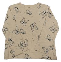 Béžové triko s motýlky H&M