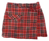 Červeno-černo-bílo-zlatá kostkovaná teplá sukně Matalan