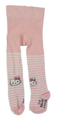 Růžovo-bílé pruhované punčocháče s Kitty 