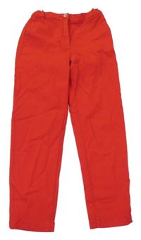 Červené vzorované chino crop kalhoty