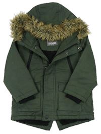 Khaki šusťáková zateplená bunda s kapucí Primark