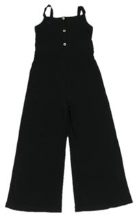 Černý žebrovaný kalhotový overal M&Co.