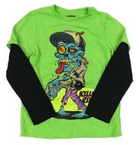 Zeleno-černé triko se Zombie F&F