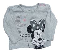 Světlešedé triko s Minnie a nápisy zn. Disney