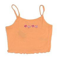 Neonově oranžový žebrovaný crop top se srdíčky River Island