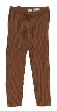Hnědé žebrované pletené legíny H&M