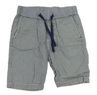 Tmavomodro-bílé pruhované plátěné kraťasy H&M