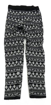Černo-šedé vzorované pletené legíny Primark