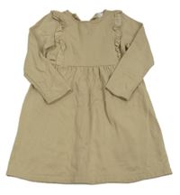 Pískové teplákové šaty s volánky