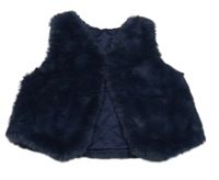 Tmavomodrá kožešinová podšitá vesta George