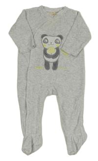 Světlešedý melírovaný sametový overal s pandou