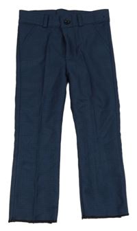 Tmavomodré kostkované slavnostní kalhoty