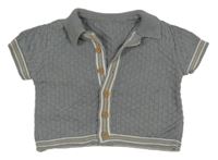 Šedé kostkované pletené propínací tričko s límečkem George